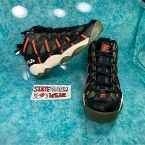 Fila Stackhouse Men’s Green Orange High Top Retro Basketball Shoes Sneakers